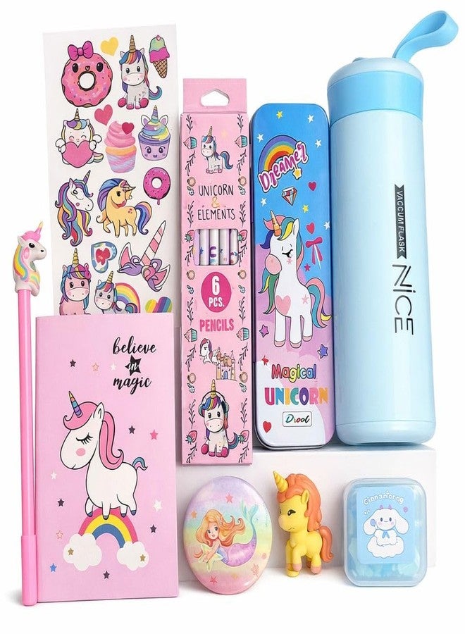Le Delite Unicorn Gift Combo Set for Girls, 9 Piece Stationery Set with Diary, Stickers, Pen, Pencil Box, Water Bottle, Paper Soap, Badge and Eraser, Age 6-12 Years, Multicolor - Image 5